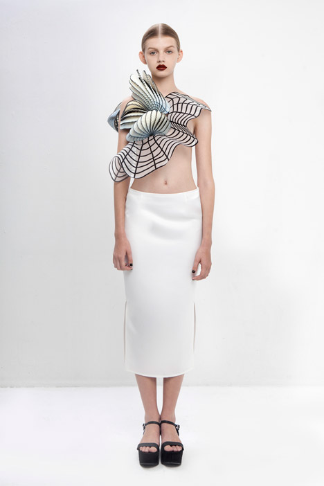 Hard Copy by Noa Raviv dezeen 468 1b Noa Raviv combines grid patterns and 3D printing for Hard Copy fashion collection