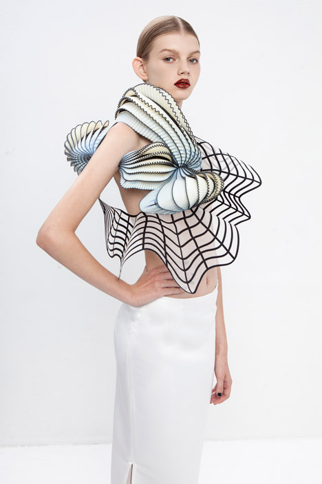 Hard Copy by Noa Raviv dezeen 468 2b Noa Raviv combines grid patterns and 3D printing for Hard Copy fashion collection